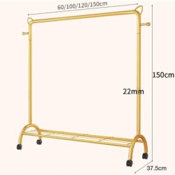 Jumper Kids ราวตากผ้า ราวแขวนเสื้อ ราวแขวนผ้าบาร์เดี่ยว มีล้อและชั้นวางด้านล่าง ราวแขวนเสื้อ โครงเหล็ก ชั้นวางเสื้อผ้า