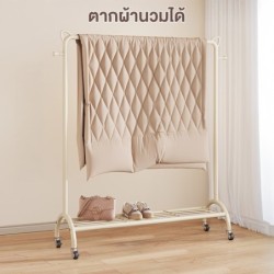 Jumper Kids ราวตากผ้า ราวแขวนเสื้อ ราวแขวนผ้าบาร์เดี่ยว มีล้อและชั้นวางด้านล่าง ราวแขวนเสื้อ โครงเหล็ก ชั้นวางเสื้อผ้า