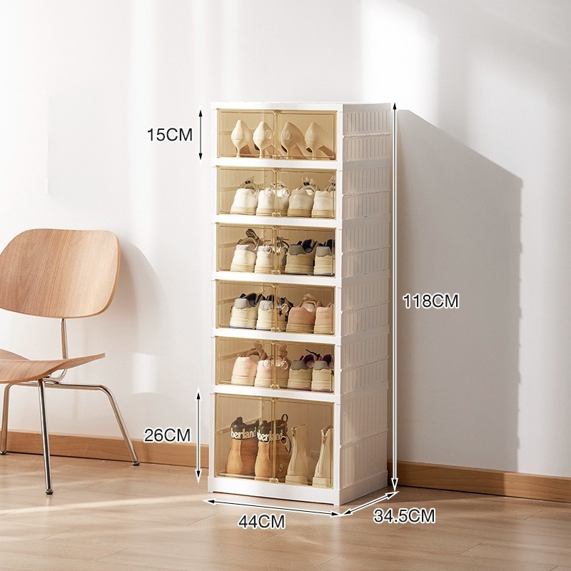 Jumper kids กล่องรองเท้า 3-9 ชั้น ใส่ได้ชั้นละ 2 คู่ กล่องใส่รองเท้า กล่องรองเท้าพลาสติกบานใส พับได้