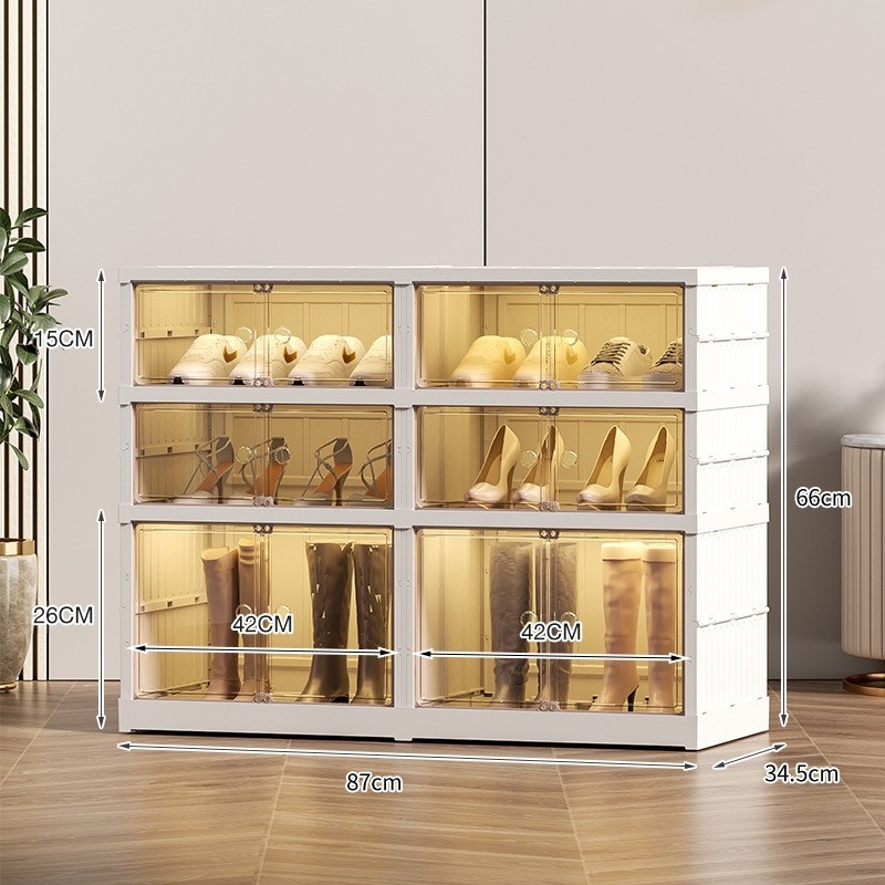 Jumper kids กล่องรองเท้า แถวคู่ 3-9 ชั้น ใส่ได้ชั้นละ4 คู่ กล่องรองเท้าพลาสติกบานใส พับได้ shoes box