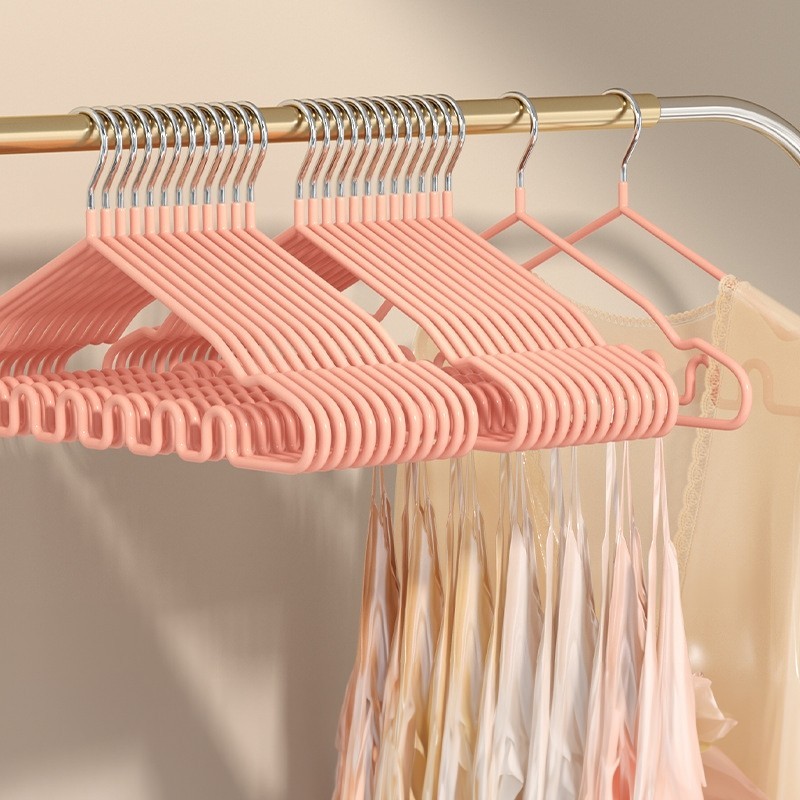 (10 ชิ้น) Jumper Kids ไม้แขวนเสื้อสแตนเลส เคลือบซีลีโคน ป้องกันลื่น มีขดร่อง แขวนได้หลากหลายทรง ขนาด 42*21 ซม.