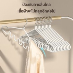 (10 ชิ้น) Jumper Kids ไม้แขวนเสื้อสแตนเลส เคลือบซีลีโคน ป้องกันลื่น มีขดร่อง แขวนได้หลากหลายทรง ขนาด 42*21 ซม.