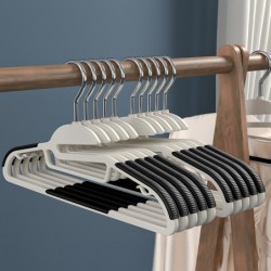 [10 ชิ้น] Jumper Kids ไม้แขวนเสื้อ ไม้แขวนเสื้อรุ่นมีขอบยางกันลื่น เกรดพรีเมี่ยม ตะขอเเขวนสายเดี่ยว แขวนเสื้อคอเล็กและกว