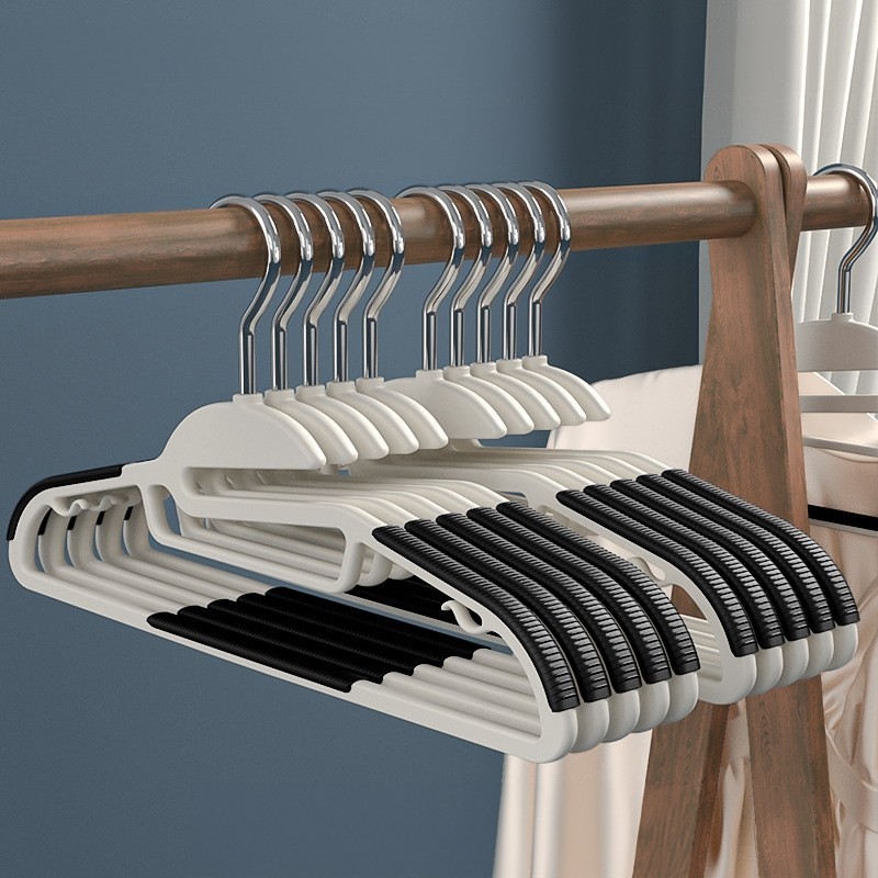 [10 ชิ้น] Jumper Kids ไม้แขวนเสื้อ ไม้แขวนเสื้อรุ่นมีขอบยางกันลื่น เกรดพรีเมี่ยม ตะขอเเขวนสายเดี่ยว แขวนเสื้อคอเล็กและกว