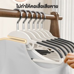 [10 ชิ้น] Jumper Kids ไม้แขวนเสื้อ ไม้แขวนเสื้อรุ่นมีขอบยางกันลื่น เกรดพรีเมี่ยม ตะขอเเขวนสายเดี่ยว แขวนเสื้อคอเล็กและกว
