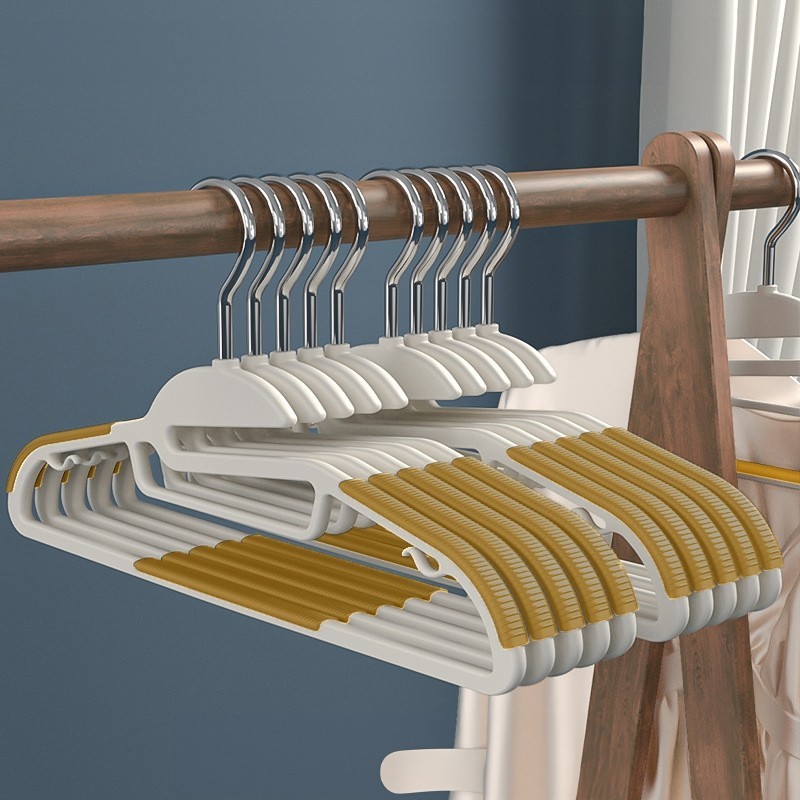 [10 ชิ้น] Jumper Kids ไม้แขวนเสื้อ ไม้แขวนเสื้อรุ่นมีขอบยางกันลื่น เกรดพรีเมี่ยม ตะขอเเขวนสายเดี่ยว แขวนเสื้อคอเล็กและกว