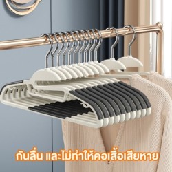 [10 ชิ้น] Jumper Kids ไม้แขวนเสื้อ ไม้แขวนเสื้อรุ่นมีขอบยางกันลื่น เกรดพรีเมี่ยม ตะขอเเขวนสายเดี่ยว แขวนเสื้อคอเล็กและกว