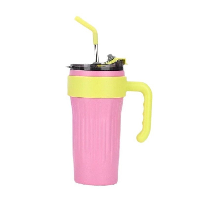 Jumper แก้วเก็บความเย็น แก้วเก็บอุณหภูมิ 800 ml.สแตนเลส 304 Food Grade พร้อมด้ามจับ หลอดดูดและฝาปิด