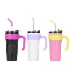 Jumper แก้วเก็บความเย็น แก้วเก็บอุณหภูมิ 800 ml.สแตนเลส 304 Food Grade พร้อมด้ามจับ หลอดดูดและฝาปิด