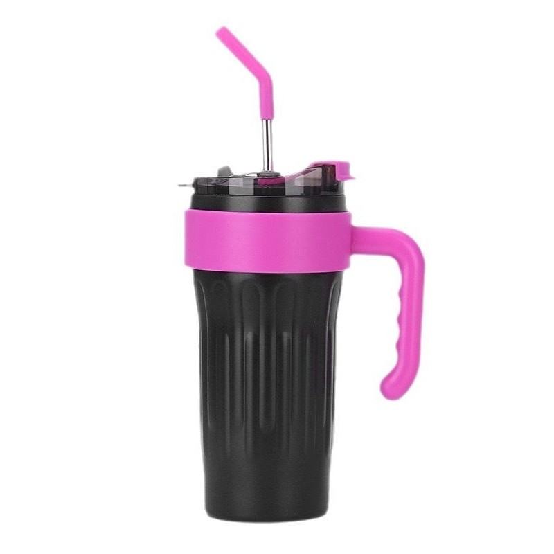 Jumper แก้วเก็บความเย็น แก้วเก็บอุณหภูมิ 800 ml.สแตนเลส 304 Food Grade พร้อมด้ามจับ หลอดดูดและฝาปิด