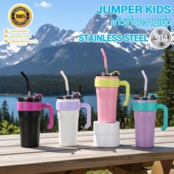 Jumper แก้วเก็บความเย็น แก้วเก็บอุณหภูมิ 800 ml.สแตนเลส 304 Food Grade พร้อมด้ามจับ หลอดดูดและฝาปิด
