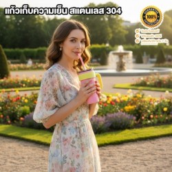 Jumper แก้วเก็บความเย็น แก้วเก็บอุณหภูมิ 800 ml.สแตนเลส 304 Food Grade พร้อมด้ามจับ หลอดดูดและฝาปิด
