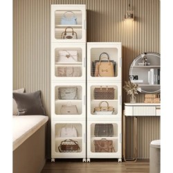 ตู้เก็บของพับได้ Jumper kidsชั้นเก็บของ มีบานพับโปรงใส มีแม่เหล็กปิด มีล้อเลื่อน รับน้ำหนักได้เยอะ