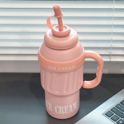 Jumper Kids แก้วเก็บความเย็น 1000 ml. สแตนเลส 304 เก็บเย็น พร้อมหลอดซิลิโคน Food Grade พร้อมด้ามจับ