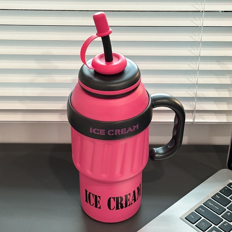 Jumper Kids แก้วเก็บความเย็น 1000 ml. สแตนเลส 304 เก็บเย็น พร้อมหลอดซิลิโคน Food Grade พร้อมด้ามจับ