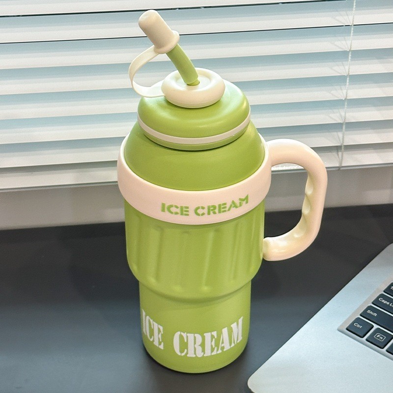 Jumper Kids แก้วเก็บความเย็น 1000 ml. สแตนเลส 304 เก็บเย็น พร้อมหลอดซิลิโคน Food Grade พร้อมด้ามจับ