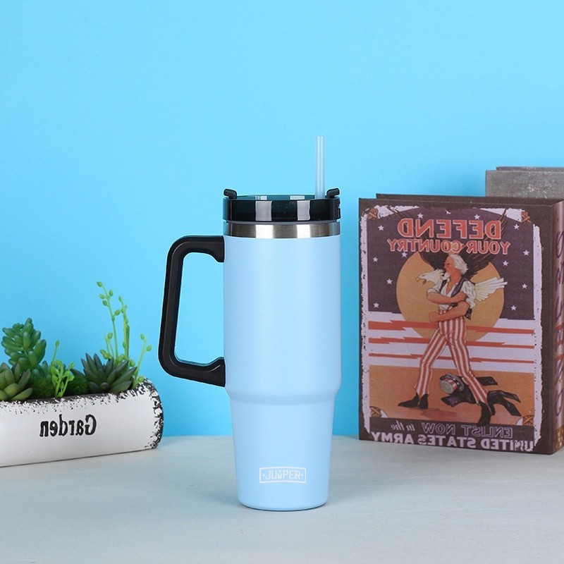 Jumper Tumblers แก้วเก็บความเย็น มีด้ามจับ เก็บน้ำแข็งได้นาน ฝากันน้ำหก ใส่หลอดได้ 30oz. สแตนเลส 304