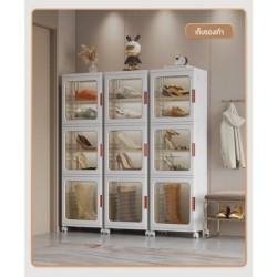 ตู้เก็บของพับได้ Jumper ตู้เก็บของ ชั้นเก็บของ บานพับโปรงใส มีแม่เหล็กปิด-ล้อเลื่อน รับน้ำหนักได้มาก