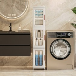 ตู้เก็บของพับได้ Jumper ตู้เก็บของ ชั้นเก็บของ บานพับโปรงใส มีแม่เหล็กปิด-ล้อเลื่อน รับน้ำหนักได้มาก