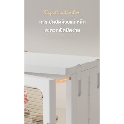 ตู้เก็บของพับได้ Jumper ตู้เก็บของ ชั้นเก็บของ บานพับโปรงใส มีแม่เหล็กปิด-ล้อเลื่อน รับน้ำหนักได้มาก