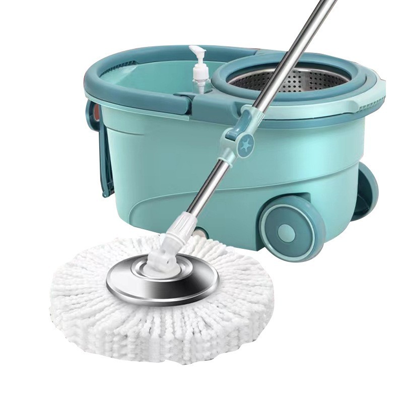 Jumper Kids modern Spin Mop ถังปั่นไม้ม๊อบสแตนเลส ชุดไม้ถูพื้น แถมผ้าม๊อบ 2 ผืน หมุนได้ 360 องศา มีล้อ และที่ลาก