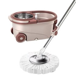 Jumper Kids modern Spin Mop ถังปั่นไม้ม๊อบสแตนเลส ชุดไม้ถูพื้น แถมผ้าม๊อบ 2 ผืน หมุนได้ 360 องศา มีล้อ และที่ลาก