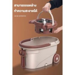 Jumper Kids modern Spin Mop ถังปั่นไม้ม๊อบสแตนเลส ชุดไม้ถูพื้น แถมผ้าม๊อบ 2 ผืน หมุนได้ 360 องศา มีล้อ และที่ลาก