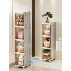 ใหม่! Jumper ตู้เก็บของ ชั้นวางของ พับได้ บานพับโปรงใส มีแม่เหล็กปิด มีล้อเลื่อน รับน้ำหนักได้เยอะ แข็งแรงทนทาน บานใส