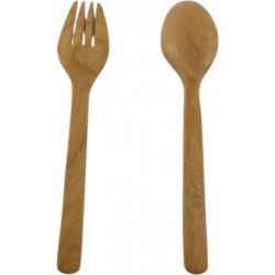 Jumper ช้อนส้อมไม้ยางพารา ช้อนส้อมพกพา salad spoon