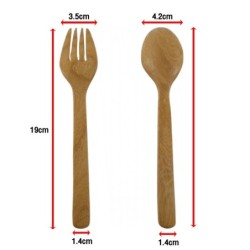 Jumper ช้อนส้อมไม้ยางพารา ช้อนส้อมพกพา salad spoon