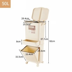 Jumper ถังขยะสองชั้น มีฝาปิด พร้อมล้อเลื่อน เหมาะสำหรับพื้นที่ขนาดเล็ก แยกขยะได้ ขนาด 42-50 ลิตร