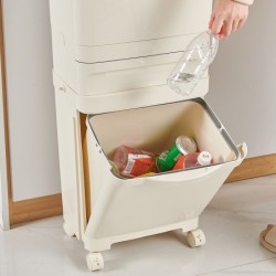 Jumper ถังขยะสองชั้น มีฝาปิด พร้อมล้อเลื่อน เหมาะสำหรับพื้นที่ขนาดเล็ก แยกขยะได้ ขนาด 42-50 ลิตร