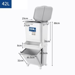 Jumper ถังขยะสองชั้น มีฝาปิด พร้อมล้อเลื่อน เหมาะสำหรับพื้นที่ขนาดเล็ก แยกขยะได้ ขนาด 42-50 ลิตร