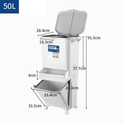 Jumper ถังขยะสองชั้น มีฝาปิด พร้อมล้อเลื่อน เหมาะสำหรับพื้นที่ขนาดเล็ก แยกขยะได้ ขนาด 42-50 ลิตร