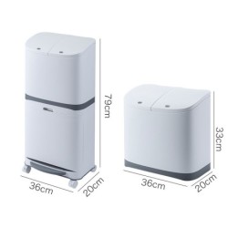 Jumper Kids ถังขยะ สองชั้น พลาสติก  สำหรับห้องครัว มีฝาปิด พร้อมล้อเลื่อน แยกขยะได้ ขนาด 20 และ 40 ลิตร