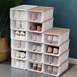 แพ็ค 6 ชิ้น Jumper Kids กล่องเก็บรองเท้า กล่องอเนกประสงค์ ฝาเปิด-ปิดได้ พลาสติกคุณภาพดี แข็งแรง วางซ้อนต่อได้