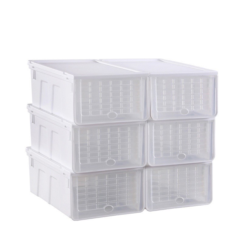 แพ็ค 6 ชิ้น Jumper Kids กล่องเก็บรองเท้า กล่องอเนกประสงค์ ฝาเปิด-ปิดได้ พลาสติกคุณภาพดี แข็งแรง วางซ้อนต่อได้