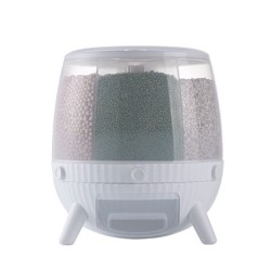 Jumper Kids กล่องเก็บข้าวสาร ถังเก็บเมล็ดธัญพืช กล่องเก็บของแบบปิดผนึก หมุนได้  แบ่งได้ 6 ช่อง มาพร้อมถ้วยตวง