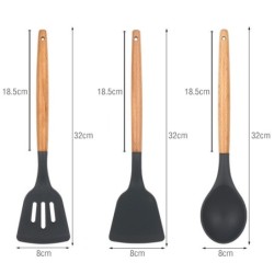 Jumper Kids อุปกรณ์ครัว ไม้พายซิลิโคน ตะหลิว ซิลิโคน กระบวย ซิลิโคนคุณภาพสำหรับทำอาหาร ทนความร้อนสูง(K307-กระบวยสีขาว)