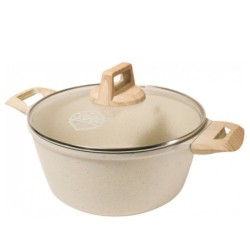 Jumper หม้อสองหูเคลือบหินอ่อน ขนาด 24 cm. หม้อสองหู หม้อ เคลือบหินอ่อน พร้อมฝาแก้ว ใช้ได้กับเตาทุกประเภท แถมฟรีกระบวยไม้