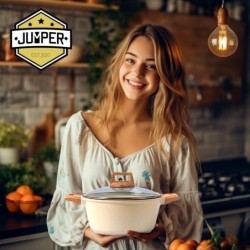 Jumper หม้อสองหูเคลือบหินอ่อน ขนาด 24 cm. หม้อสองหู หม้อ เคลือบหินอ่อน พร้อมฝาแก้ว ใช้ได้กับเตาทุกประเภท แถมฟรีกระบวยไม้