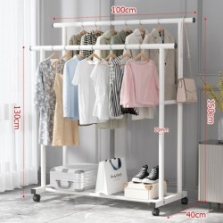 Jumper Kids ราวตากผ้า แขวนผ้าบาร์คู่ โครงเหล็ก ชั้นวางเสื้อผ้า พร้อมตะขอแขวนด้านข้าง