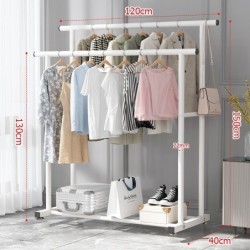 Jumper Kids ราวตากผ้า แขวนผ้าบาร์คู่ โครงเหล็ก ชั้นวางเสื้อผ้า พร้อมตะขอแขวนด้านข้าง