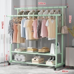 Jumper Kids ราวตากผ้า แขวนผ้าบาร์คู่ โครงเหล็ก ชั้นวางเสื้อผ้า พร้อมตะขอแขวนด้านข้าง