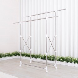 Jumper ราวตากผ้าสแตนเลส พับได้ ยืดขยายได้ แขวนผ้า ตากได้ 2 ราวใหญ่ มีล้อ แข็งแรงทนทาน ไม่เป็นสนิม