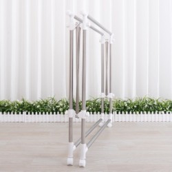 Jumper ราวตากผ้าสแตนเลส พับได้ ยืดขยายได้ แขวนผ้า ตากได้ 2 ราวใหญ่ มีล้อ แข็งแรงทนทาน ไม่เป็นสนิม