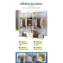 Jumper Kids ราวแขวนเสื้อผ้า ตู้เสื้อผ้า พร้อมชั้นวางของ โครงเหล็ก 120cm ตู้เก็บผ้า ราวแขวนผ้าไม้ MDF Metal สไตล์โมเดิร์น