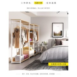 Jumper Kids ราวแขวนเสื้อผ้า ตู้เสื้อผ้า พร้อมชั้นวางของ โครงเหล็ก 120cm ตู้เก็บผ้า ราวแขวนผ้าไม้ MDF Metal สไตล์โมเดิร์น