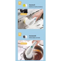 Jumper แปรงไฟฟ้า + หัวเปลี่ยน 5 หัว เครื่องขัดห้องน้ำไฟฟ้า สำหรับทำความสะอาด ไร้สาย ดีไซน์กันน้ำทั้งตัว ชาร์ตไฟ USB