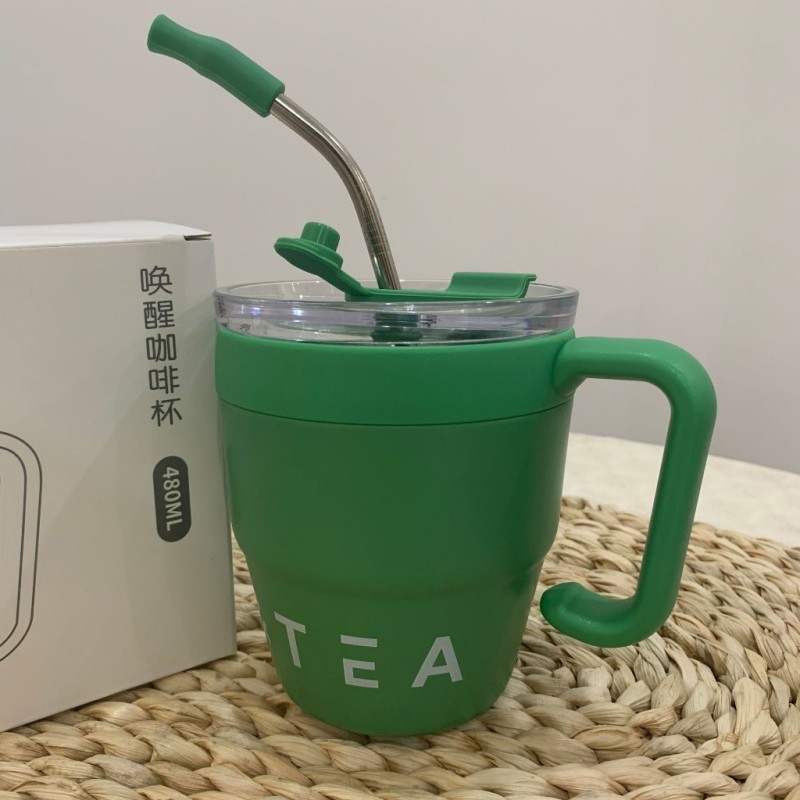 Jumper แก้วสแตนเลส ลาย Coffee & Tea เก็บความร้อนและความเย็น ได้ดี มีหูหิ้ว ขนาด 480 ML. น้ำหนักเบา